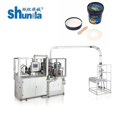 PE beschichtet Papier Eiscreme Tasse Herstellungsmaschine Ultraschall Heizung Versiegelung mit Becherdeckel